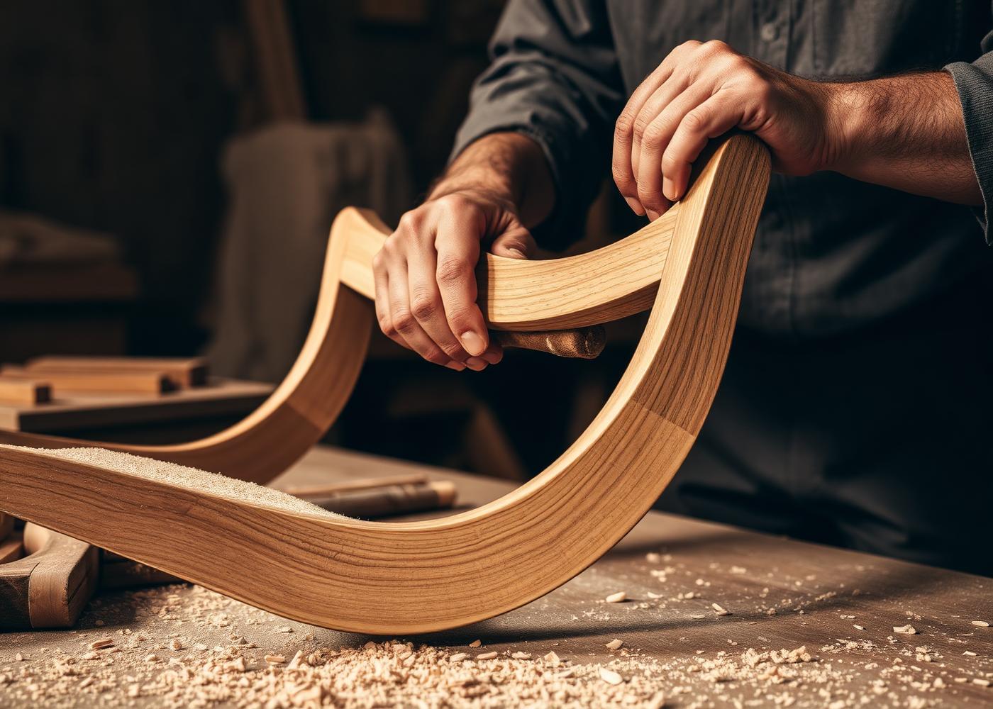 Craftsman bending a chair frame in the partner atelier