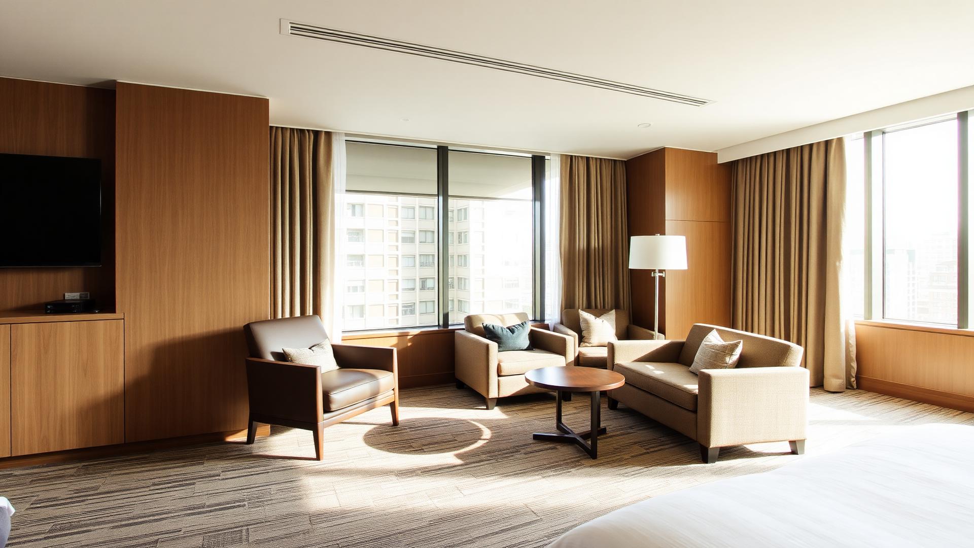 Hotel guestroom seating area