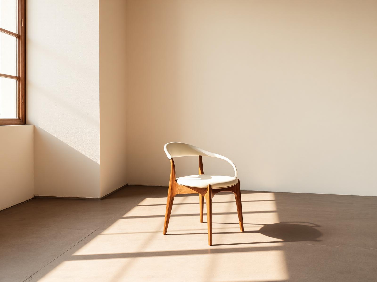 Minimalist contract chair in a bright architectural space